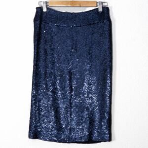 Halston Sequin Pencil Skirt Dark Navy Size 4 Office Siren Sparkle NWT